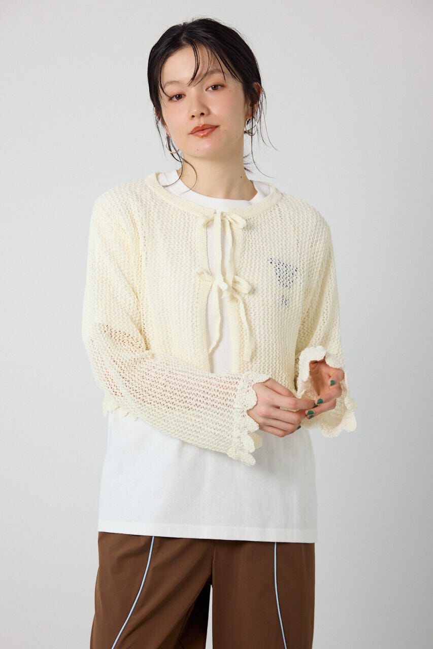 RODEO CROWNS「メッシュ柄リボンボレロ」|カーディガン|