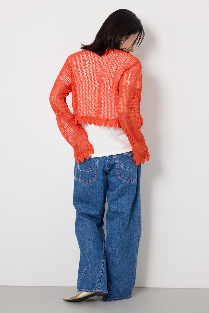 RODEO CROWNS「メッシュ柄リボンボレロ」|カーディガン|