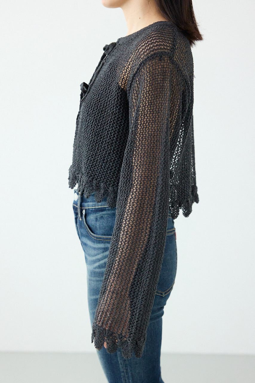 RODEO CROWNS「メッシュ柄リボンボレロ」|カーディガン|