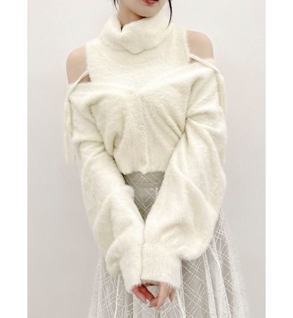 dazzlin「コンパクトミニシャギーカーディガン」|カーディガン|オフホワイト