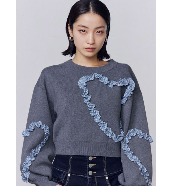 EMODA「ギャザーハートニット」|ニット・セーター|グレー