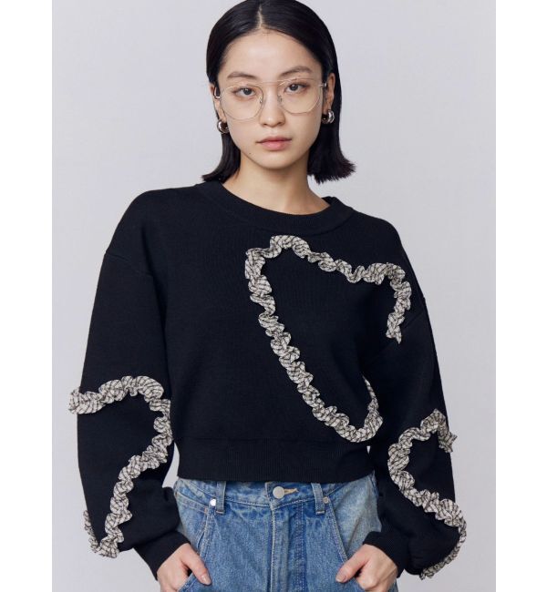 EMODA「ギャザーハートニット」|ニット・セーター|ブラック