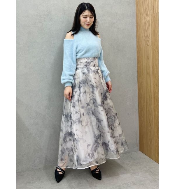 MERCURYDUO「オープンショルダーミニシャギーニット」|ニット・セーター|