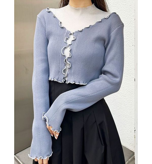 MERCURYDUO「シアー切替ノースリニット」|ニット・セーター|