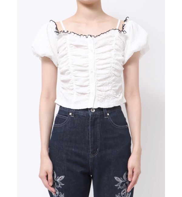 MERCURYDUO「ドロストギャザーコンパクトカットソー」|Tシャツ・カットソー|