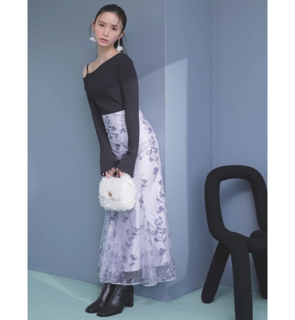 MERCURYDUO「【追加生産】アシメパールチェーンワンショルニット」|ニット・セーター|