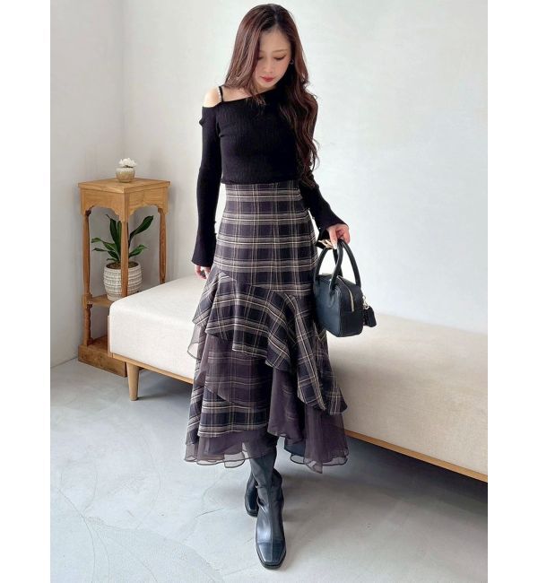 MERCURYDUO「【追加生産】アシメパールチェーンワンショルニット」|ニット・セーター|