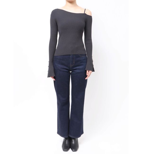 MERCURYDUO「【追加生産】アシメパールチェーンワンショルニット」|ニット・セーター|