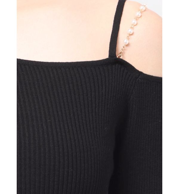 MERCURYDUO「【追加生産】アシメパールチェーンワンショルニット」|ニット・セーター|