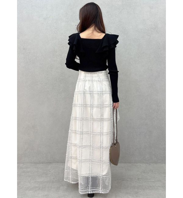 MERCURYDUO「編み変化ラッフルコンパクト」|ニット・セーター|