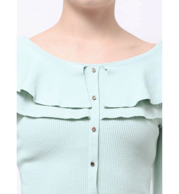 MERCURYDUO「編み変化ラッフルコンパクト」|ニット・セーター|