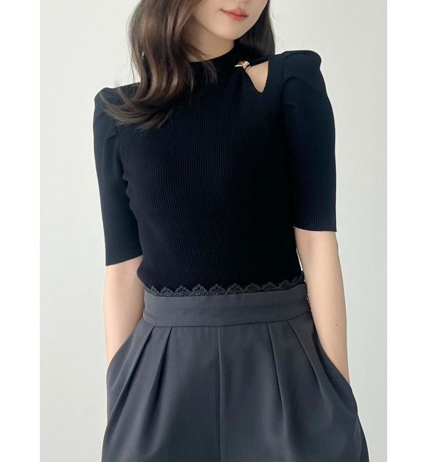 MERCURYDUO「モチーフパーツカットアウトニット」|ニット・セーター|ブラック