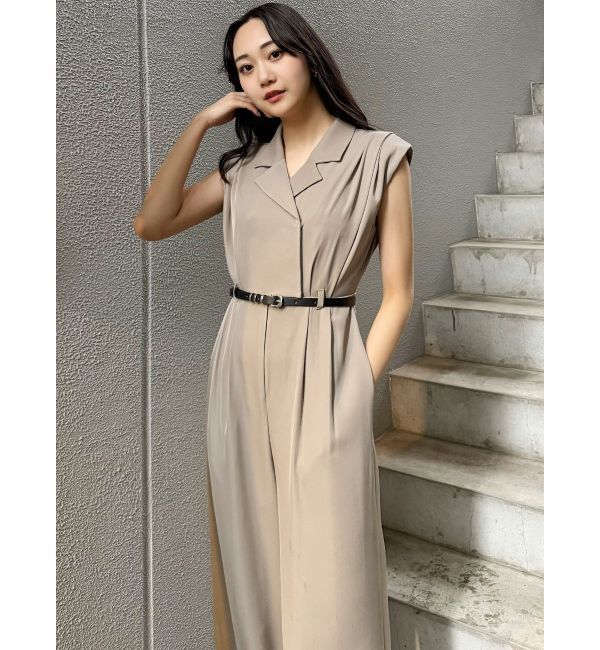 MURUA「デザインベルトワイドロンパース」|オールインワン|