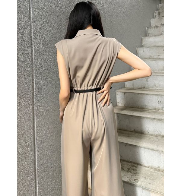 MURUA「デザインベルトワイドロンパース」|オールインワン|