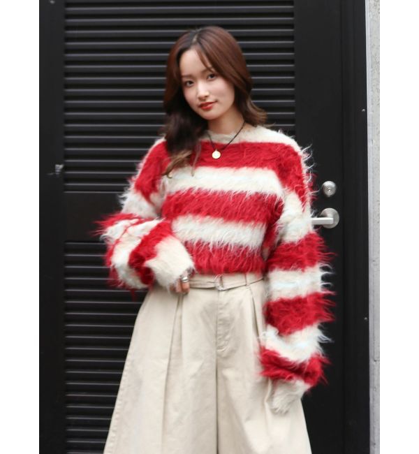 Ungrid「シャギーボーダールーズニット」|ニット・セーター|