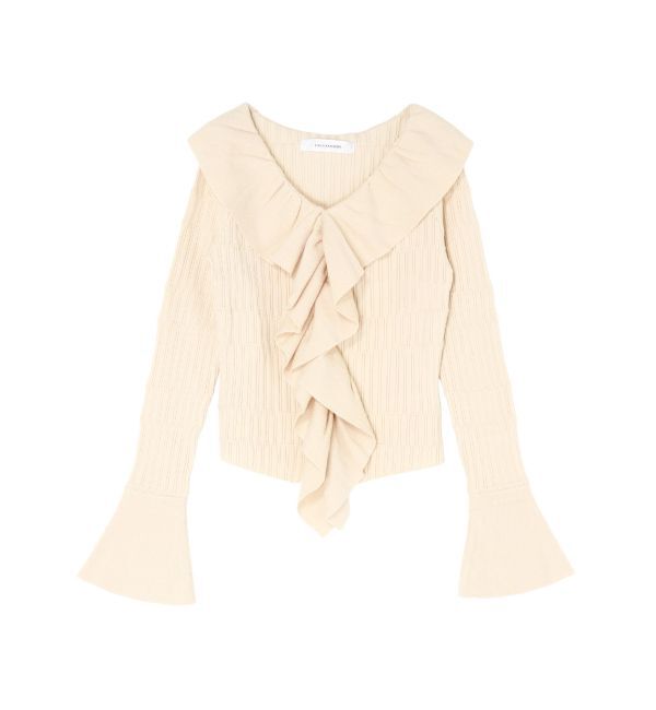 LAGUNAMOON「ラッフルフリルニットプルオーバー」|ニット・セーター|アイボリー