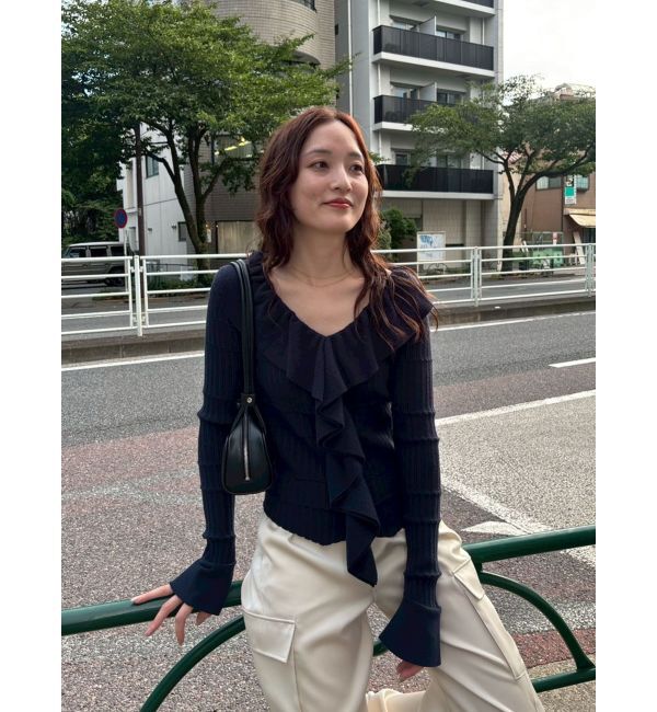 LAGUNAMOON「ラッフルフリルニットプルオーバー」|ニット・セーター|