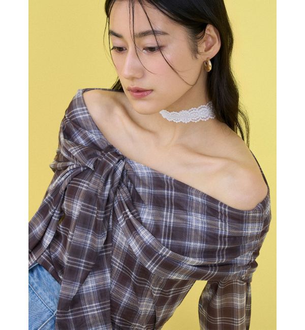 LAGUNAMOON「オフショルチュールタイブラウス」|Tシャツ・カットソー|ブラウン