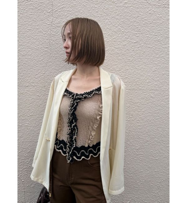 LAGUNAMOON「フリルデザインノースリニットプルオーバー」|ニット・セーター|