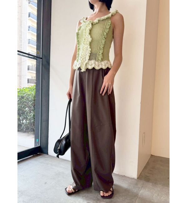 LAGUNAMOON「フリルデザインノースリニットプルオーバー」|ニット・セーター|