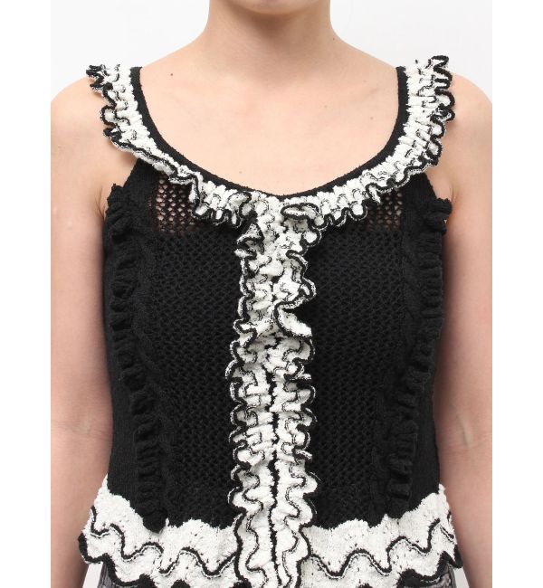 LAGUNAMOON「フリルデザインノースリニットプルオーバー」|ニット・セーター|