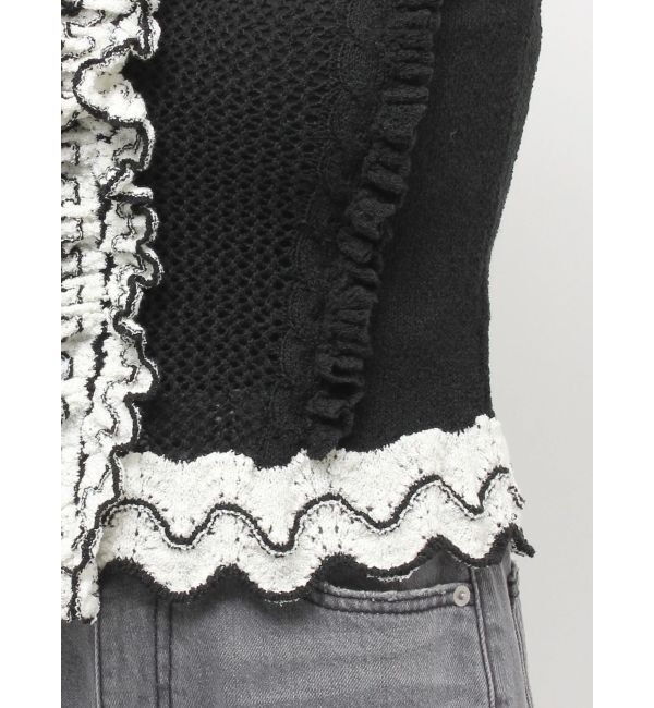 LAGUNAMOON「フリルデザインノースリニットプルオーバー」|ニット・セーター|