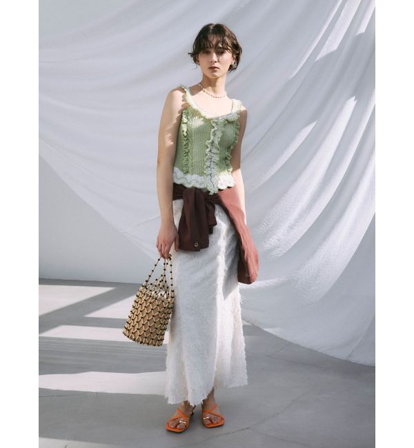 LAGUNAMOON「フリルデザインノースリニットプルオーバー」|ニット・セーター|