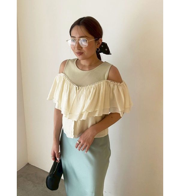 LAGUNAMOON「フレアデザインドッキングカットトップス」|Tシャツ・カットソー|