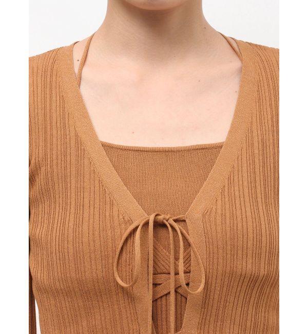 LAGUNAMOON「タッセルリボンリブカーディガン」|カーディガン|