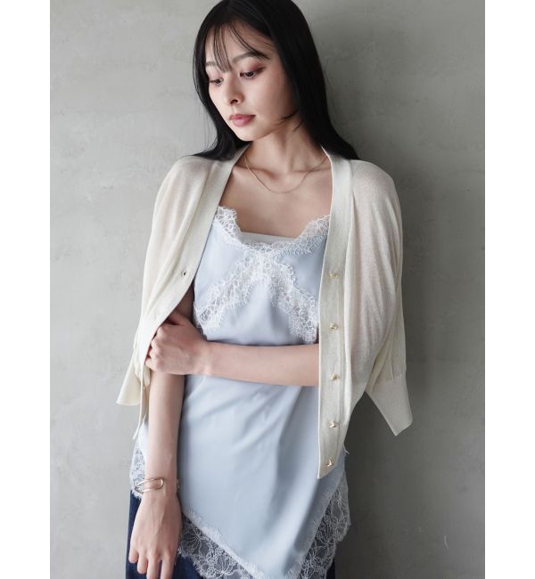 LAGUNAMOON「アシンメトリーレースサテンキャミソール」|キャミソール|
