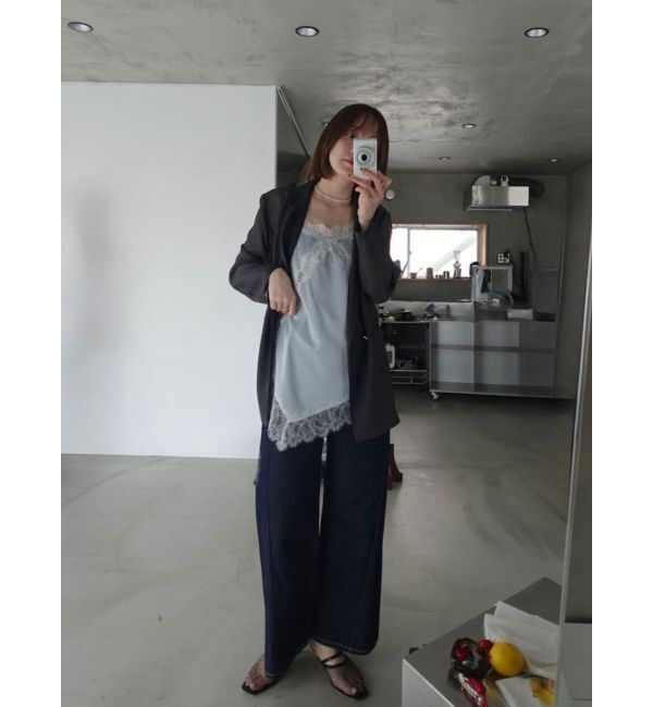 LAGUNAMOON「アシンメトリーレースサテンキャミソール」|キャミソール|