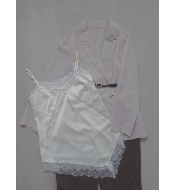 LAGUNAMOON「アシンメトリーレースサテンキャミソール」|キャミソール|