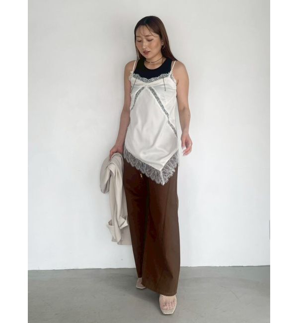 LAGUNAMOON「アシンメトリーレースサテンキャミソール」|キャミソール|