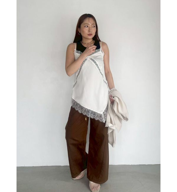 LAGUNAMOON「アシンメトリーレースサテンキャミソール」|キャミソール|