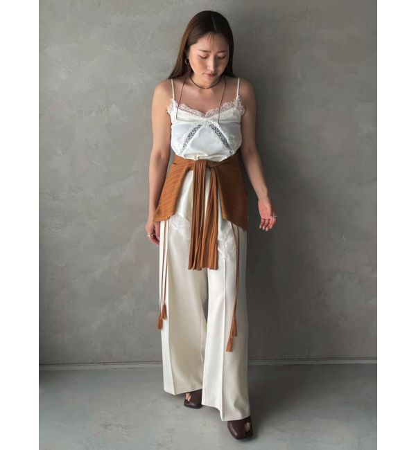 LAGUNAMOON「アシンメトリーレースサテンキャミソール」|キャミソール|