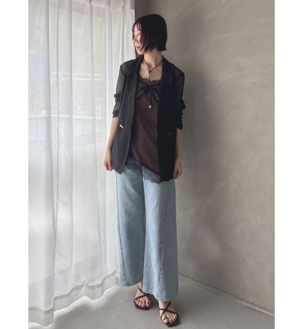 LAGUNAMOON「アシンメトリーレースサテンキャミソール」|キャミソール|