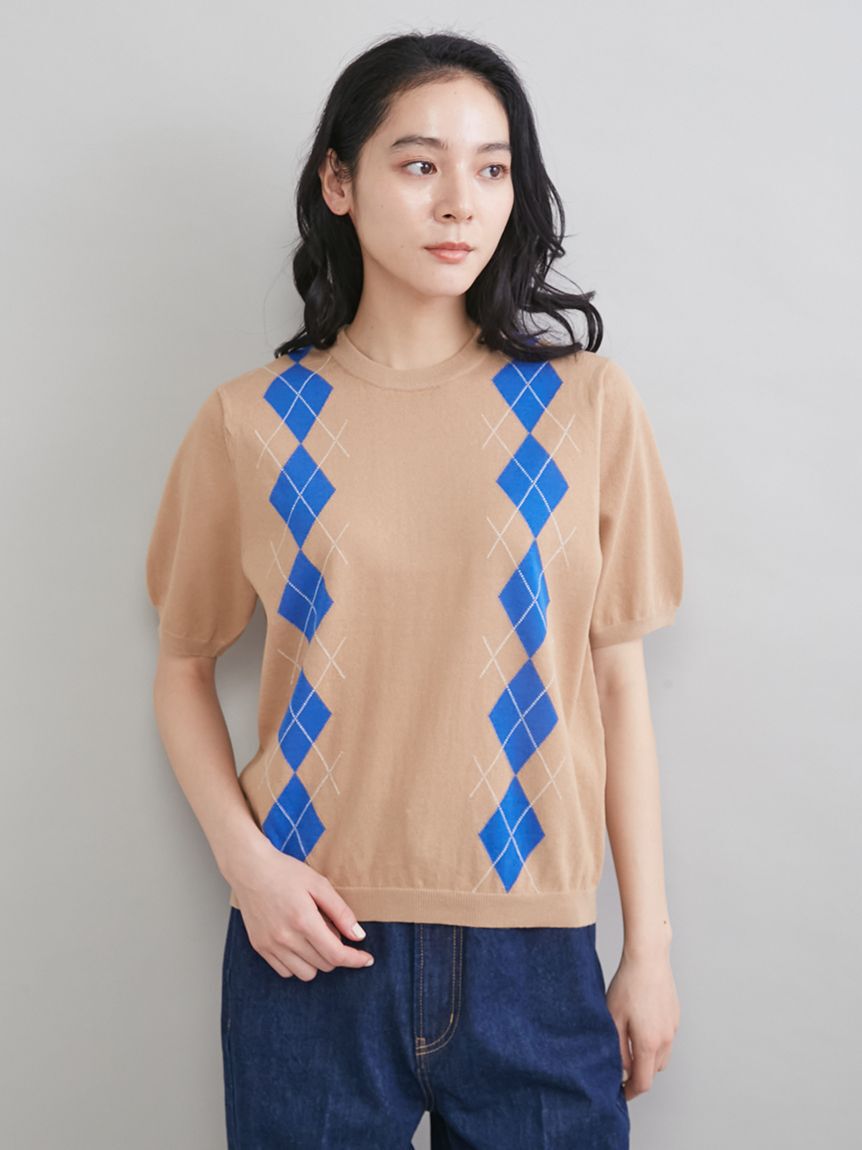 Mila Owen「アーガイルニットトップス」|ニット・セーター|