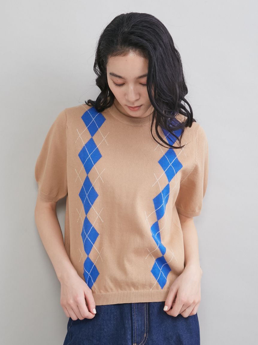 Mila Owen「アーガイルニットトップス」|ニット・セーター|