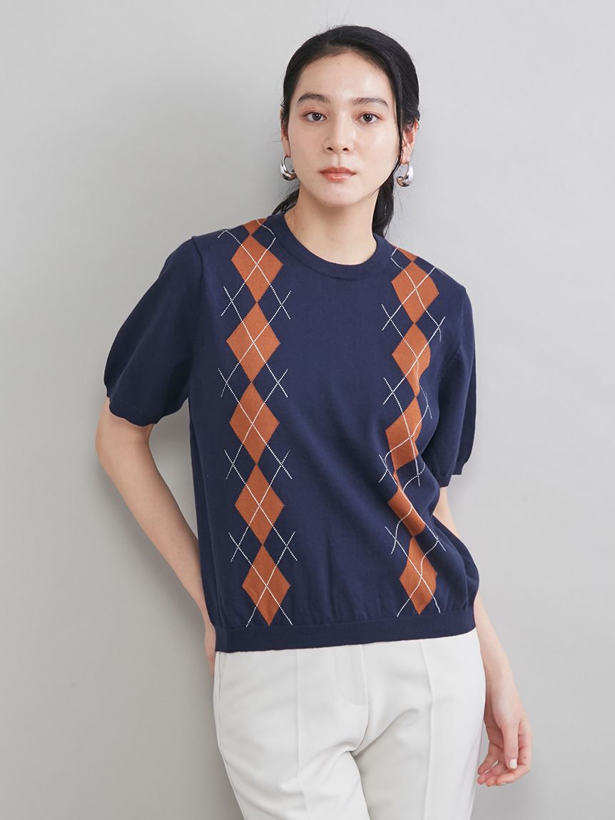 Mila Owen「アーガイルニットトップス」|ニット・セーター|