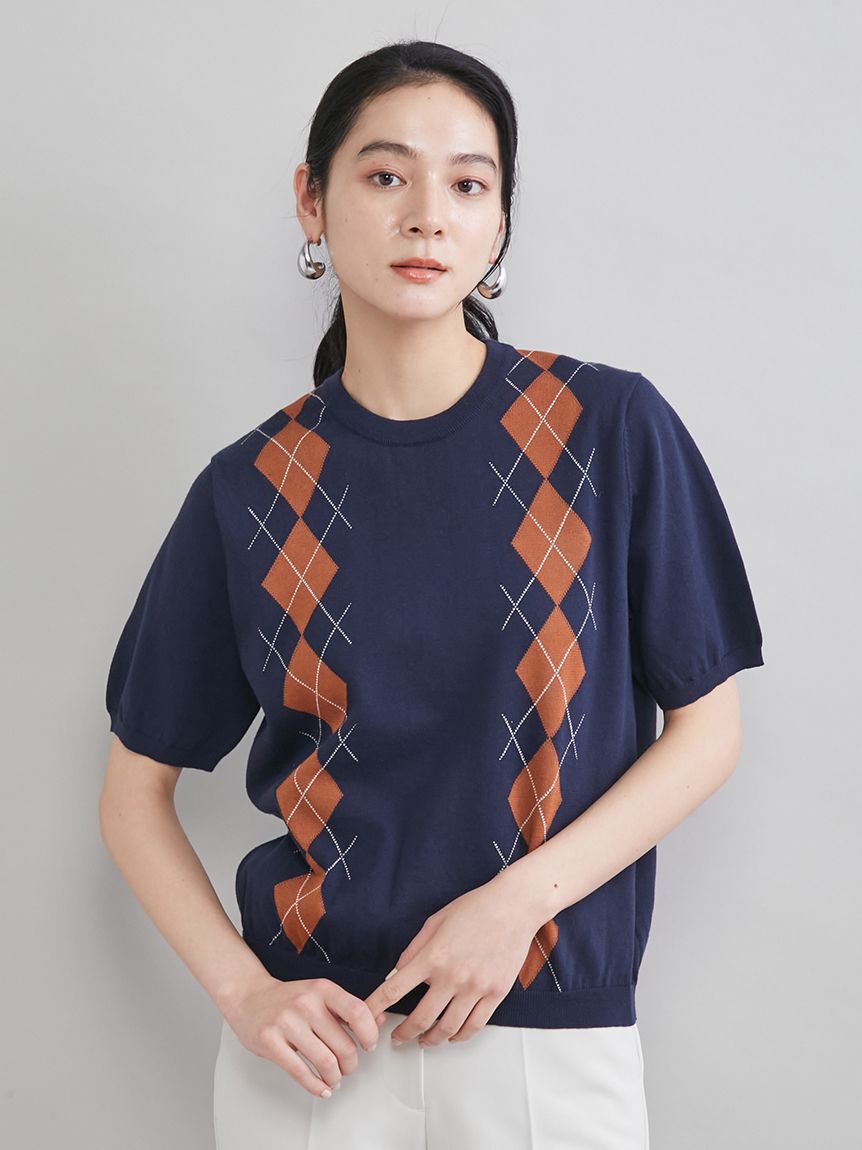 Mila Owen「アーガイルニットトップス」|ニット・セーター|NVY