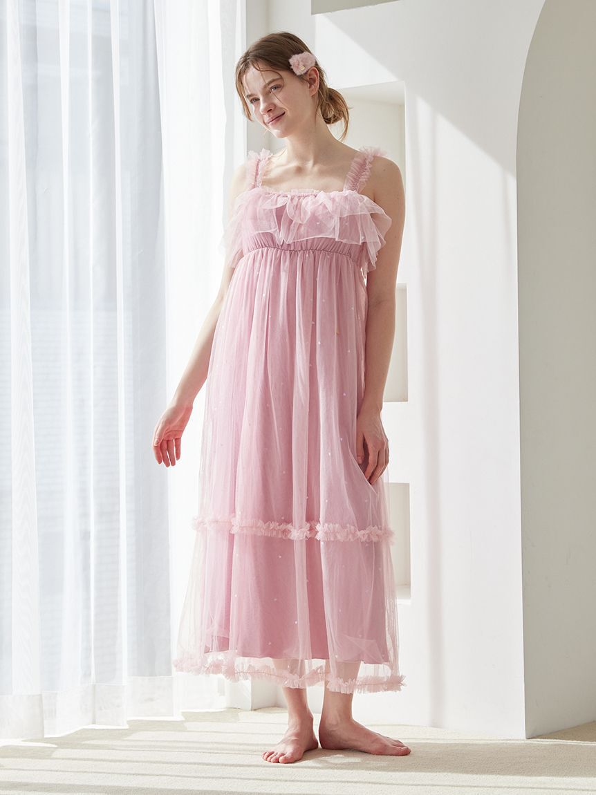 gelato pique「ハート柄チュールカップインワンピース」|ルームウェア|