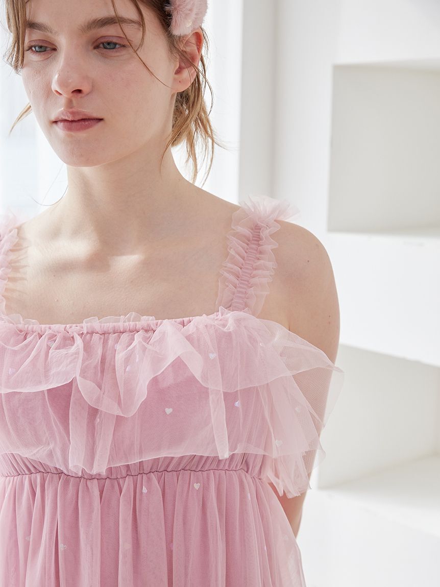 gelato pique「ハート柄チュールカップインワンピース」|ルームウェア|