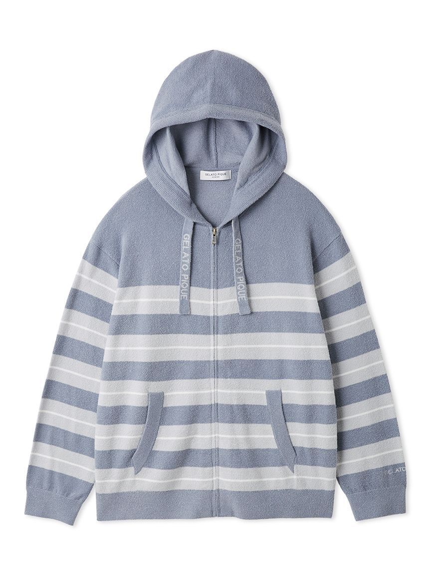 GELATO PIQUE HOMME「【HOMME】【接触冷感】スムーズィーliteクールランダムボーダーパーカ」|パーカー|BLU