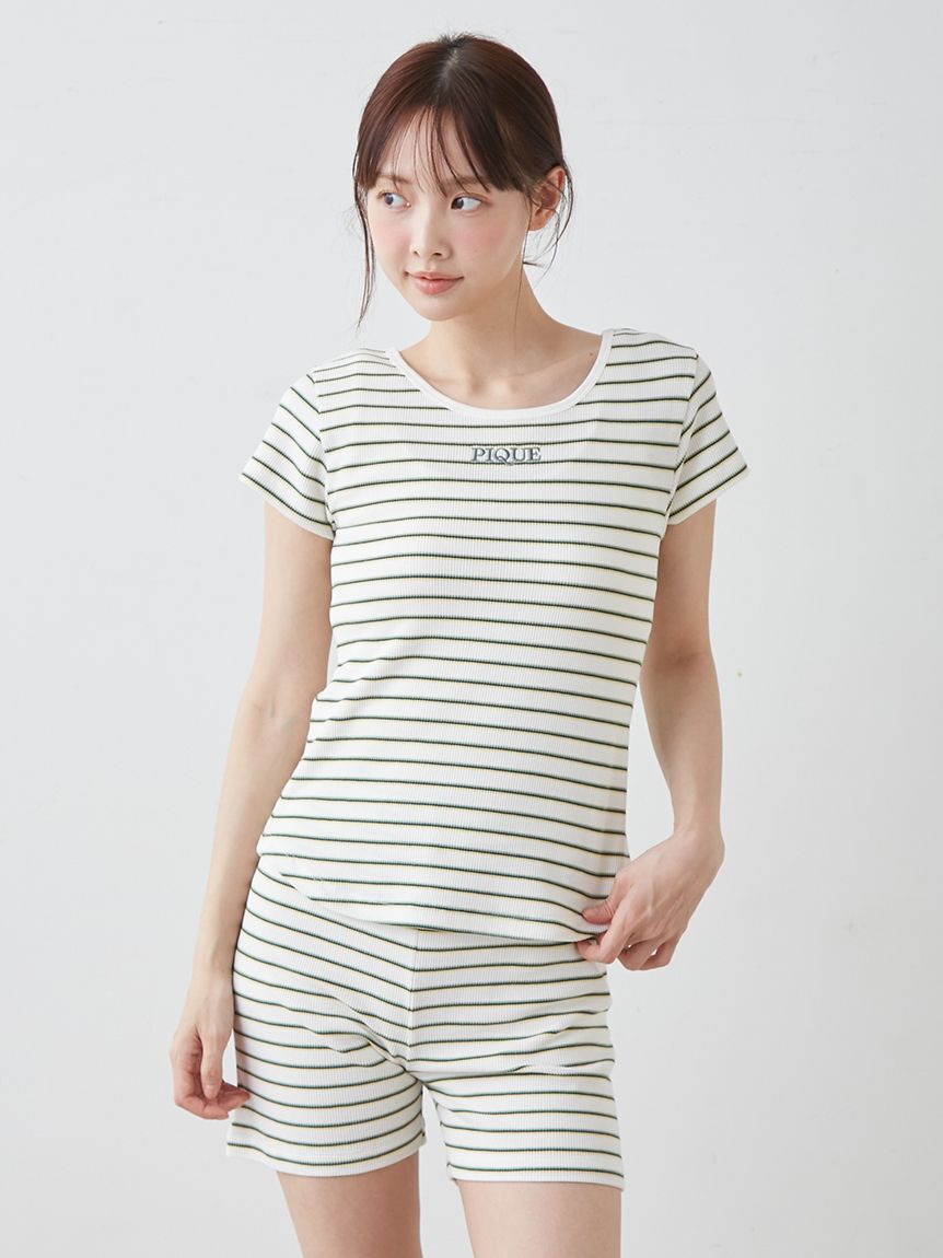 gelato pique「ワッフルボーダーTシャツ」|ルームウェア|
