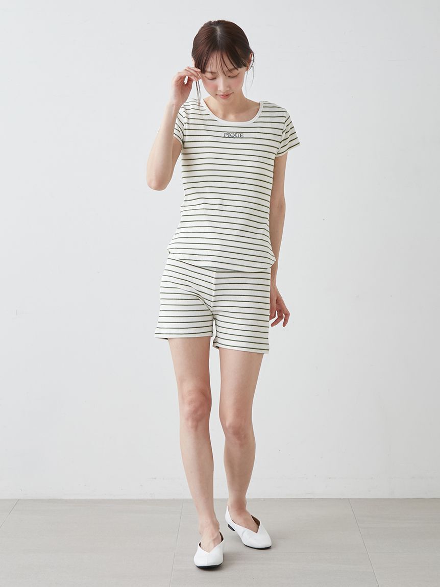 gelato pique「ワッフルボーダーTシャツ」|ルームウェア|