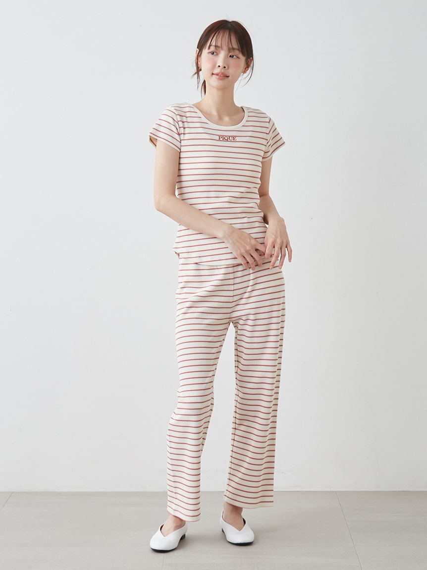 gelato pique「ワッフルボーダーTシャツ」|ルームウェア|