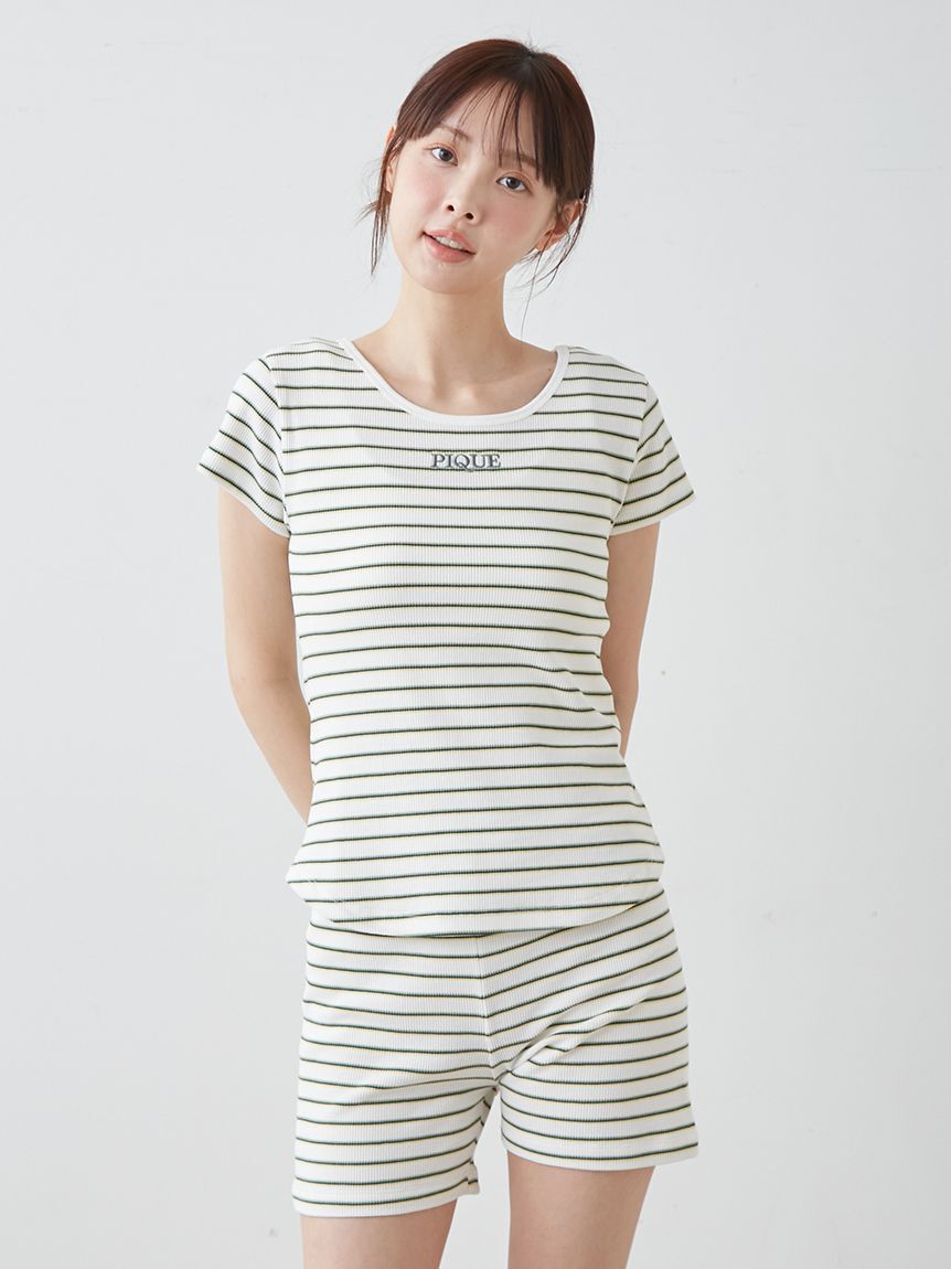 gelato pique「ワッフルボーダーTシャツ」|ルームウェア|