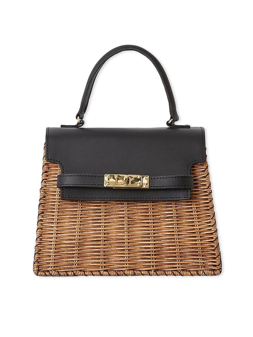 FRAY I.D「【BAGMATI】ラタンレザートップハンドルバッグ」|ハンドバッグ|BLK