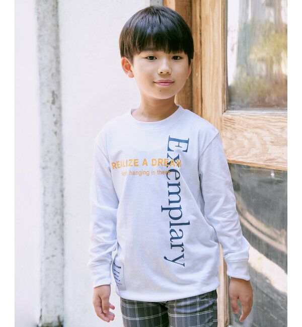 ikka kids「縦ロゴプリントロングTシャツ（120~160cm）」|Tシャツ・カットソー|
