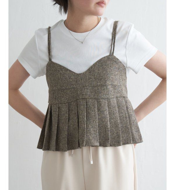VENCE share style「サマーツイードプリーツキャミソール」|シャツ・ブラウス|